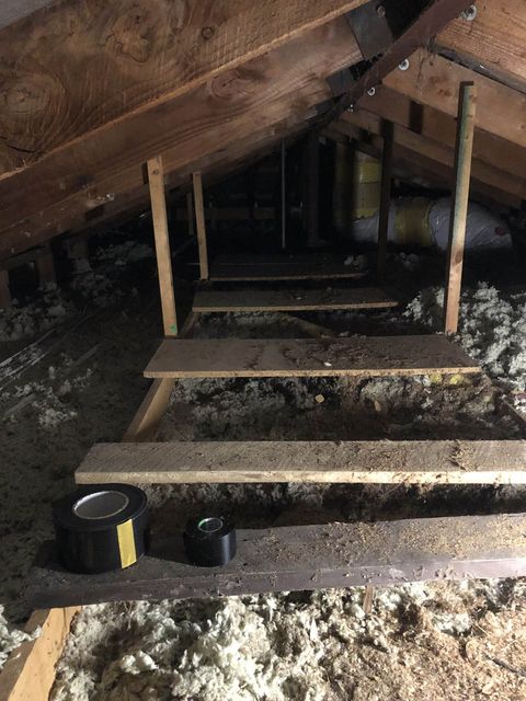 A new walkway built through a roof space before the ducts go in
